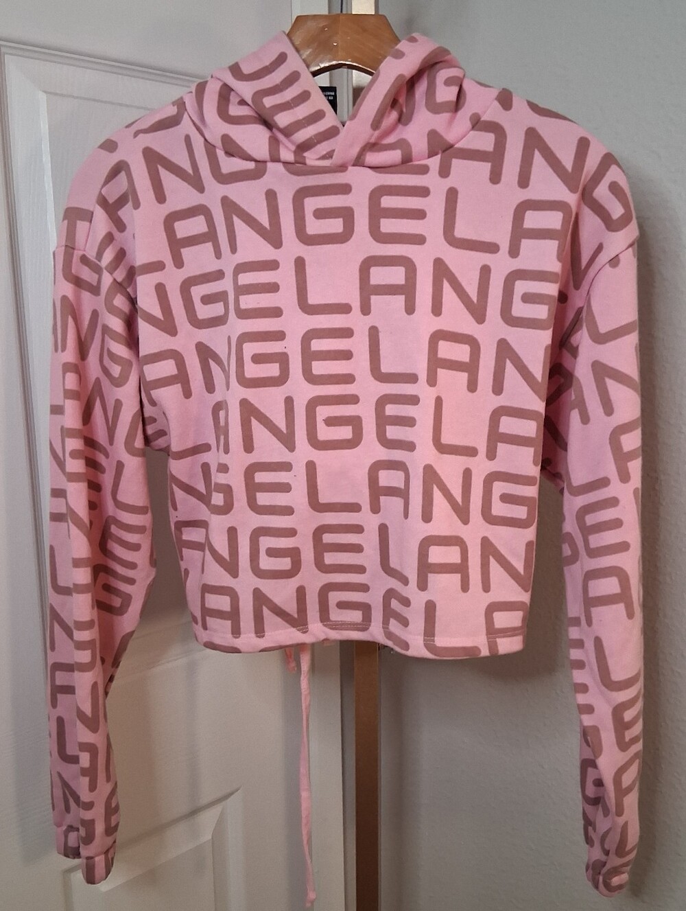 Forever 21 Pink Angel Cropped Hoodie